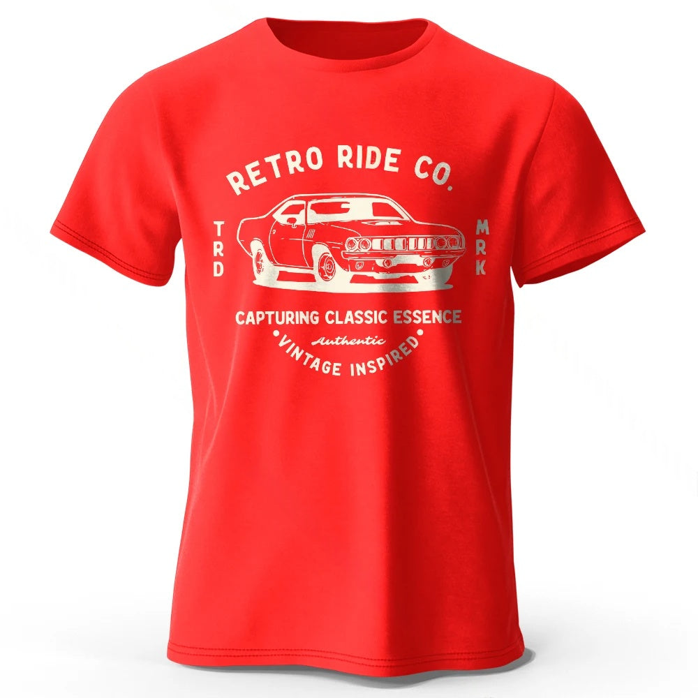 Men’s Vintage Car Graphic Cotton T-Shirt