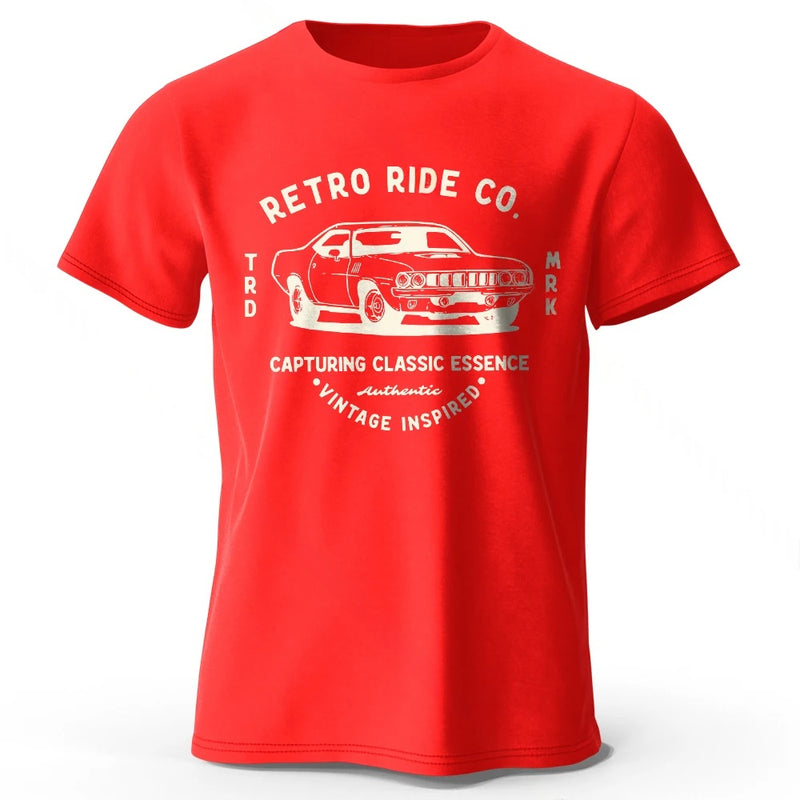 Men’s Vintage Car Graphic Cotton T-Shirt