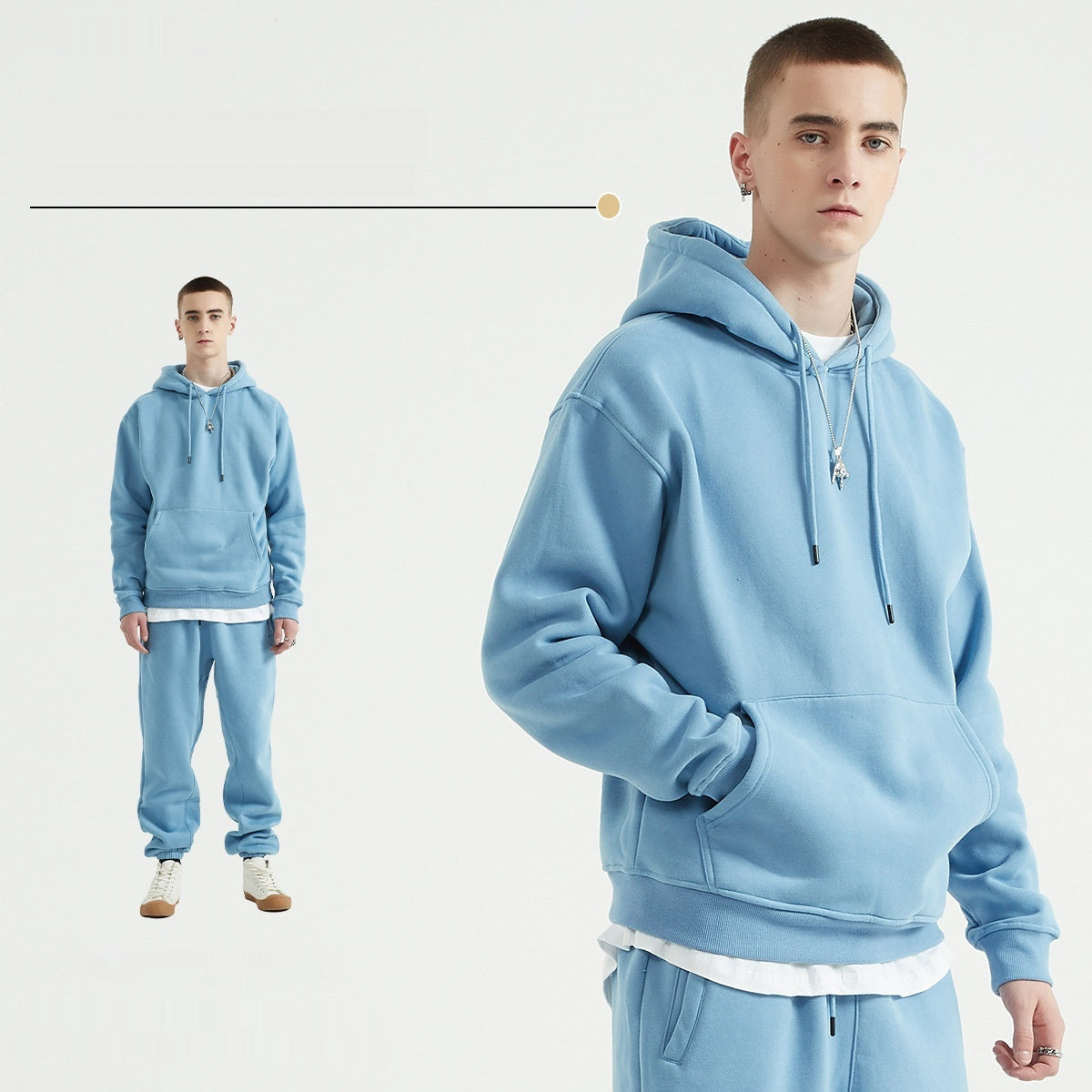 Mens Fashion Casual Fleece Lined Hooded Sweatshirt