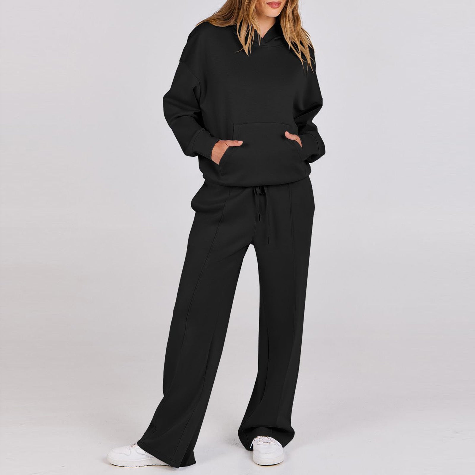 Womens Long Sleeve Drawstring Pocket Suit