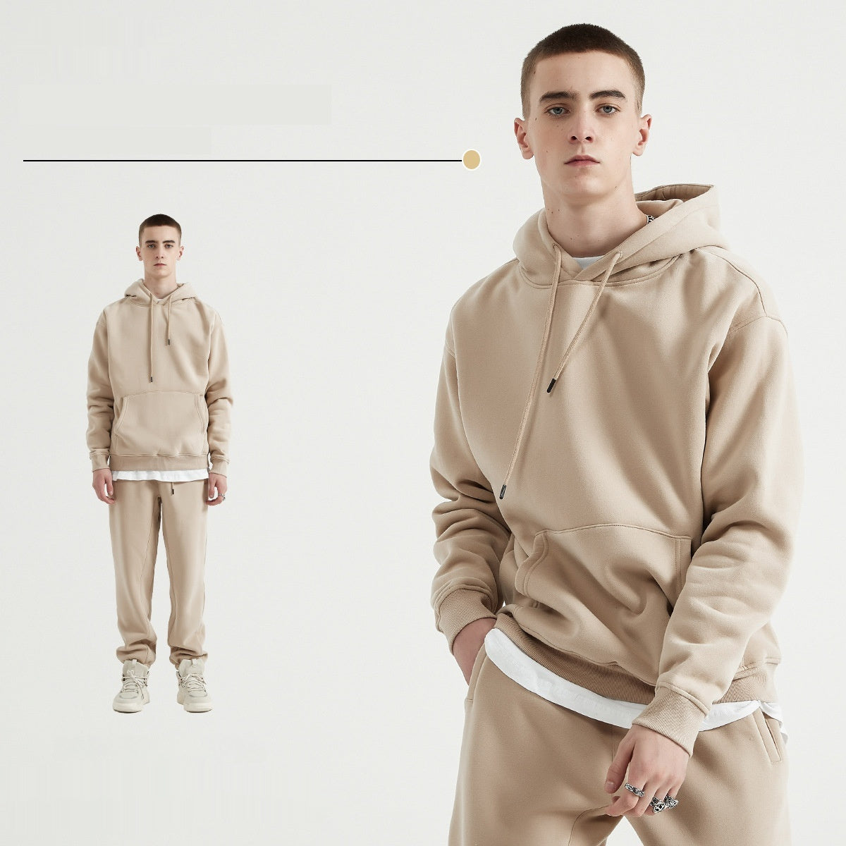 Mens Fashion Casual Fleece Lined Hooded Sweatshirt