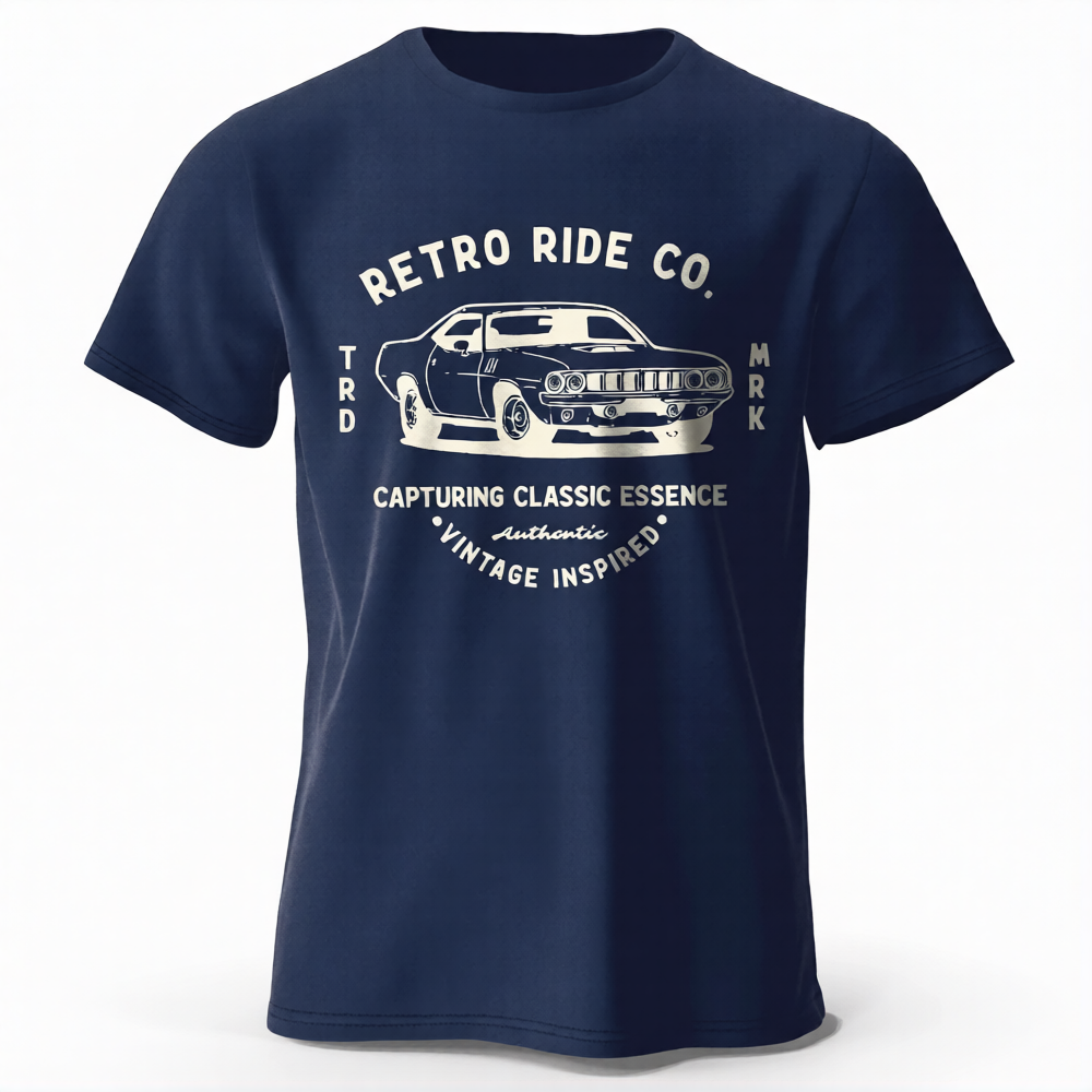 Men’s Vintage Car Graphic Cotton T-Shirt