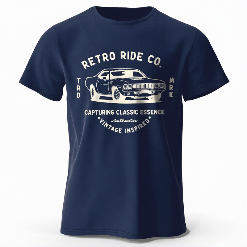 Men’s Vintage Car Graphic Cotton T-Shirt