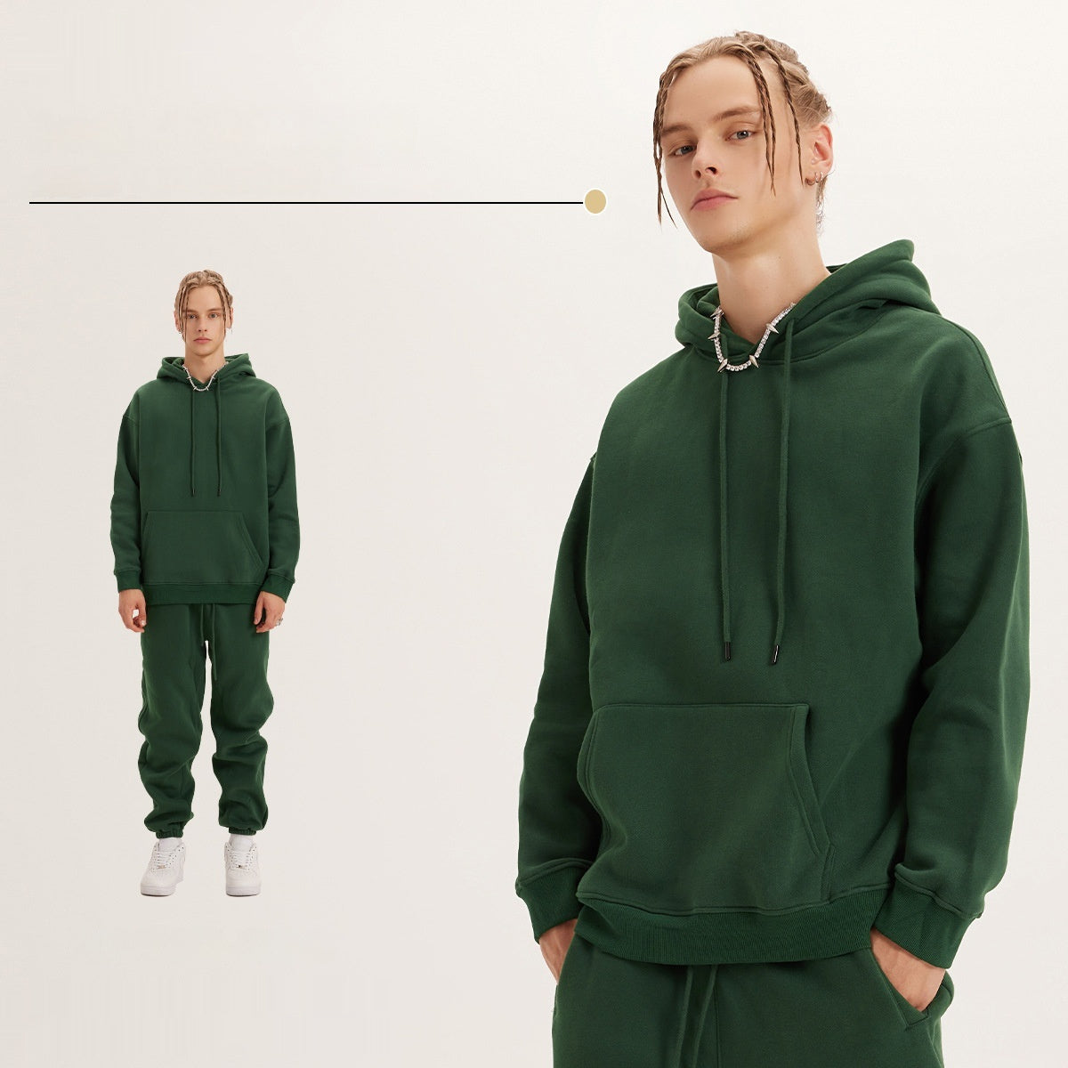 Mens Fashion Casual Fleece Lined Hooded Sweatshirt