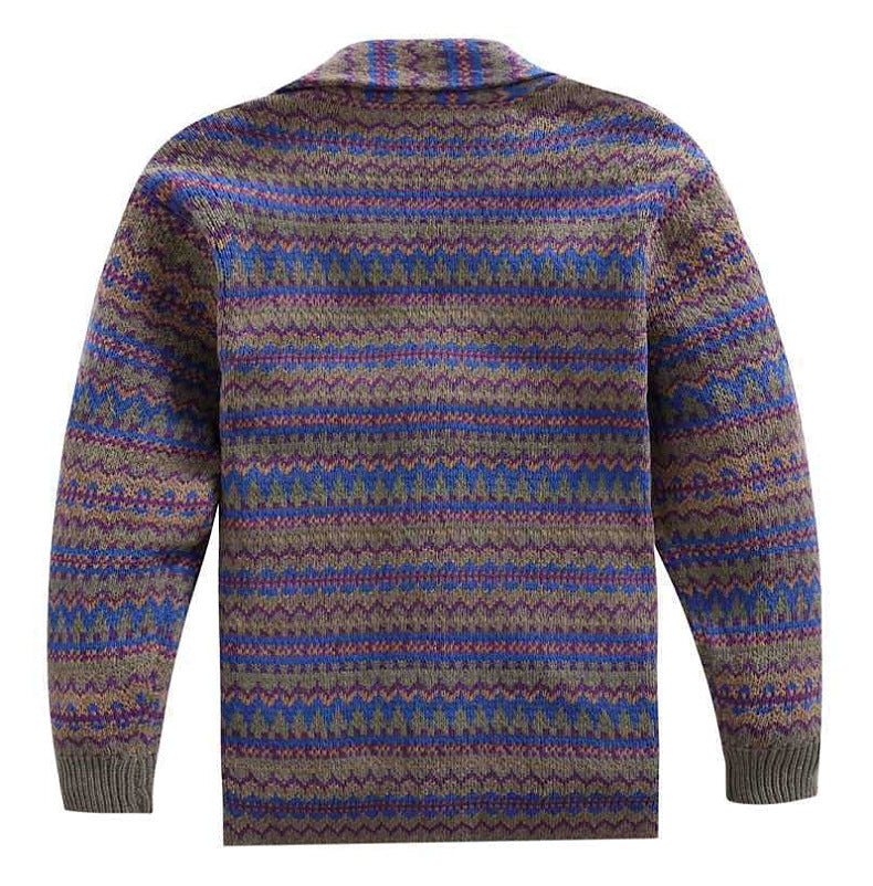 Mens Fashion Mixed Wool Jacquard Sweater