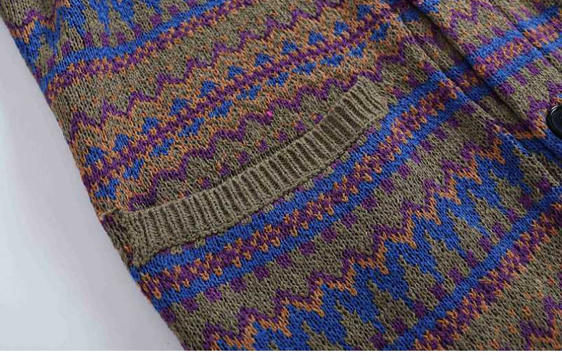 Mens Fashion Mixed Wool Jacquard Sweater