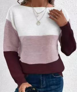 Autumn And Winter Knitted Sweater Women's Round Neck Long Sleeve Pullover Top