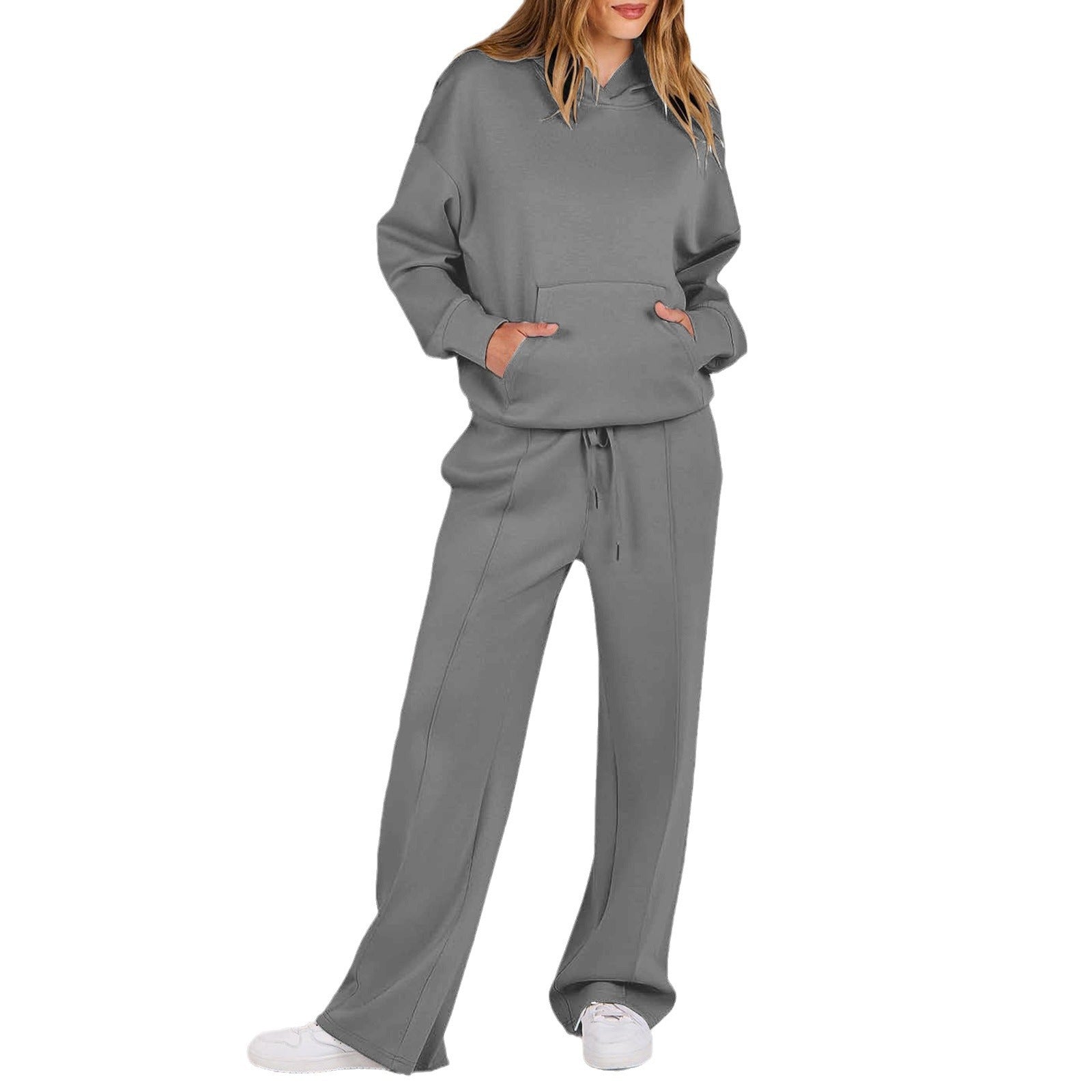 Womens Long Sleeve Drawstring Pocket Suit