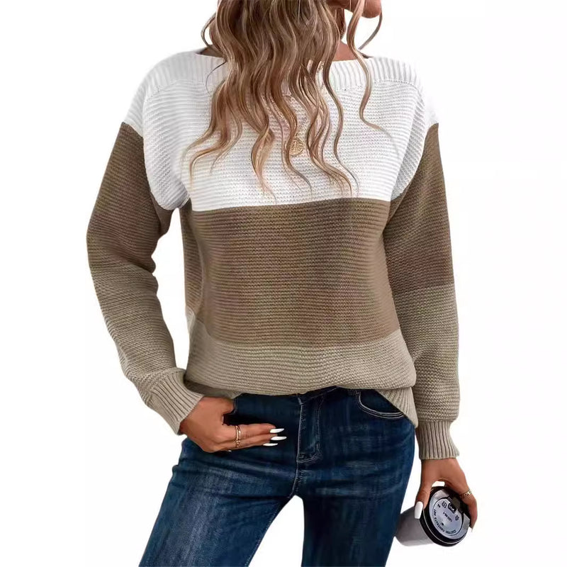 Autumn And Winter Knitted Sweater Women's Round Neck Long Sleeve Pullover Top