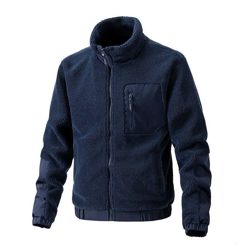Mens Berber Fleece Stand Collar Coat