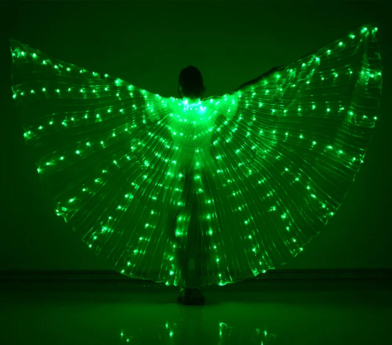 LED Wings Belly Dance Wings Isis Halloween Wings Prop Shining LED Lamp Wings Belly Dance Costumes Accessories Sticks Adult Child