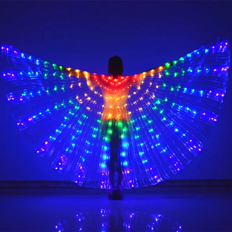 LED Wings Belly Dance Wings Isis Halloween Wings Prop Shining LED Lamp Wings Belly Dance Costumes Accessories Sticks Adult Child