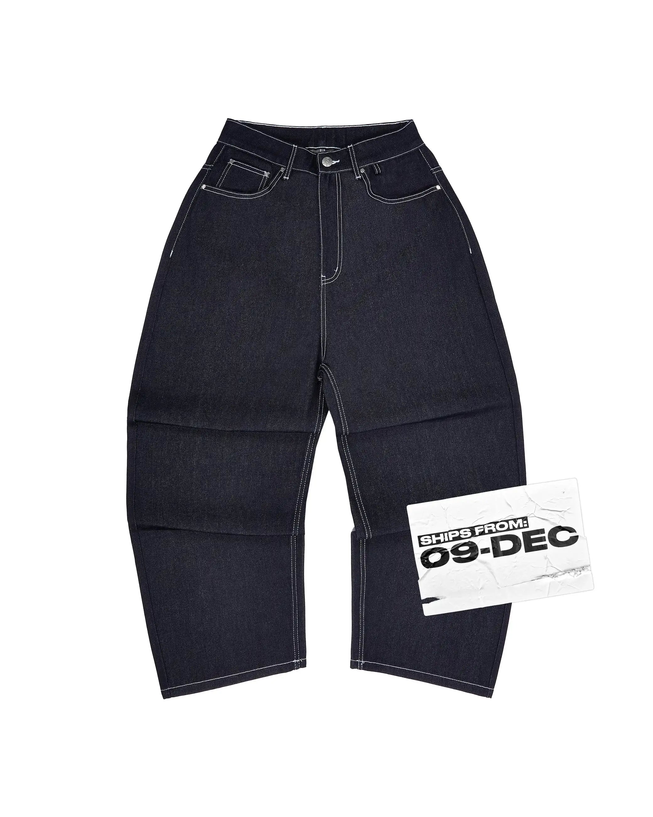Vintage Black Denim Jeans Trendy Disc Embroidery Men And Women Wide Leg Pants Hip Hop Harajuku Streetwear Casual Baggy Jeans