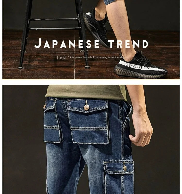 Summer Fashion Denim Jeans for Men Designer Knee Length Shorts Capri Loose Straight Leg Slim Casual Punk Workwear Cargo Shorts
