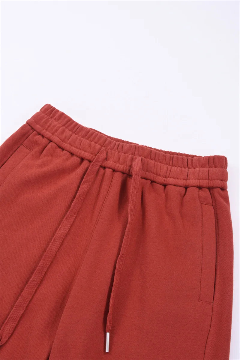 Streetwear Women Cotton Straight Pants High Waist Drawstring Sweatpants Loose Casual Trousers Female Autumn Winter Sport Pants