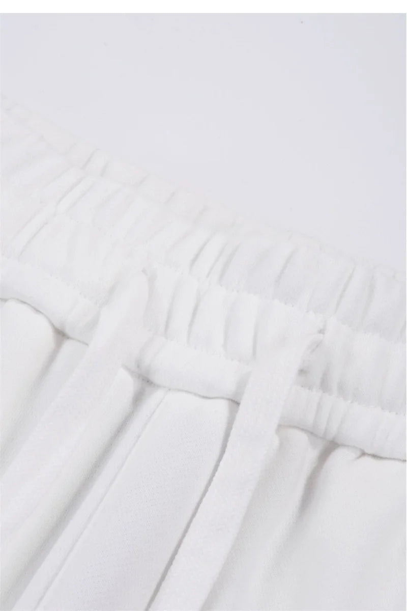 Streetwear Women Cotton Straight Pants High Waist Drawstring Sweatpants Loose Casual Trousers Female Autumn Winter Sport Pants