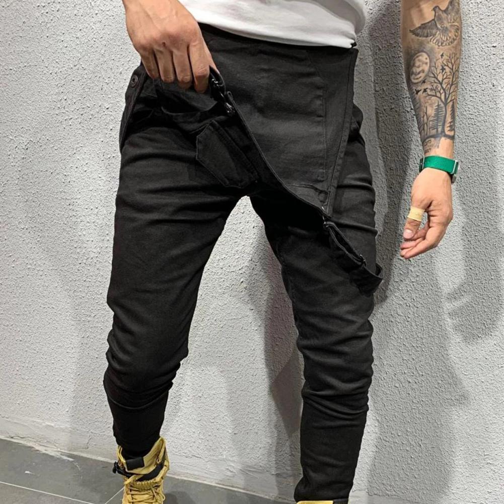 Streetwear  Casual Full Length Mid Rise Cargo Jumpsuit Men Men Overalls Mid Rise   for Daily Wear