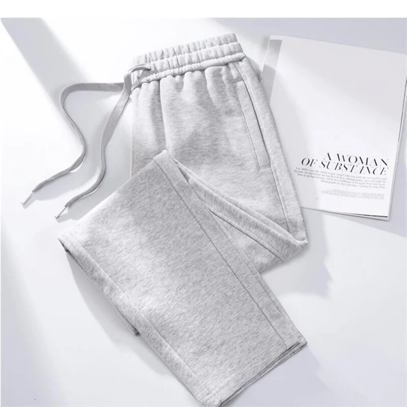Streetwear Women Cotton Straight Pants High Waist Drawstring Sweatpants Loose Casual Trousers Female Autumn Winter Sport Pants