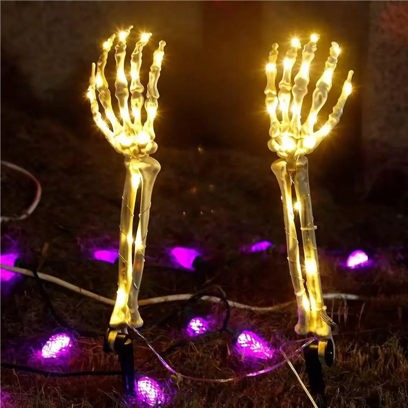 2PC Halloween Solar Garden Lights Outdoor Waterproof Ghost Hand LED Stake Lights Horror Atmosphere Decoration Lamp  For Festival