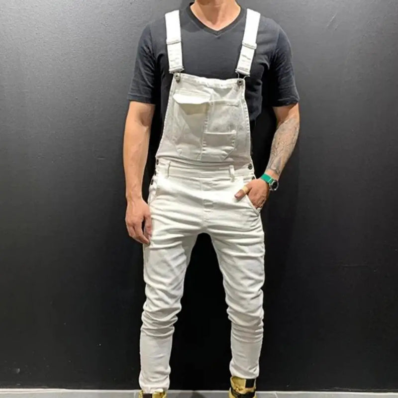 Streetwear  Casual Full Length Mid Rise Cargo Jumpsuit Men Men Overalls Mid Rise   for Daily Wear