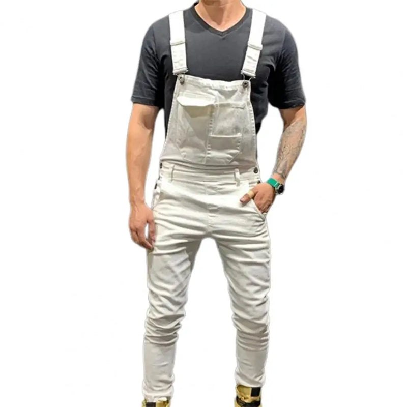 Streetwear  Casual Full Length Mid Rise Cargo Jumpsuit Men Men Overalls Mid Rise   for Daily Wear