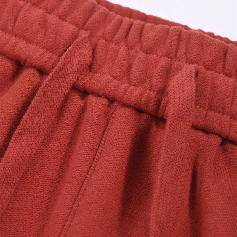 Streetwear Women Cotton Straight Pants High Waist Drawstring Sweatpants Loose Casual Trousers Female Autumn Winter Sport Pants