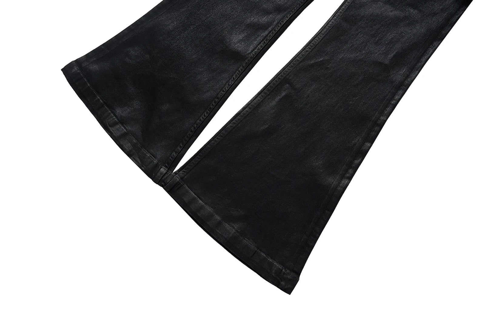 Streetwear Black Wax Leather Strecth Jeans for Men Ropa Hombre Baggy Y2k Flare Pants Oversized Straight Denim Trousers