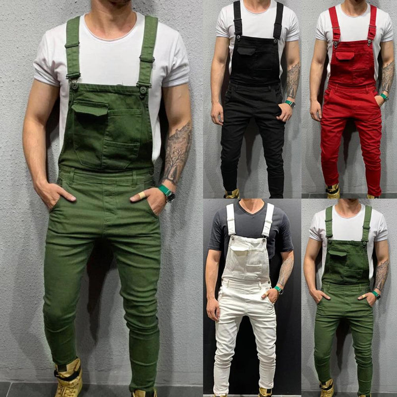Streetwear  Casual Full Length Mid Rise Cargo Jumpsuit Men Men Overalls Mid Rise   for Daily Wear