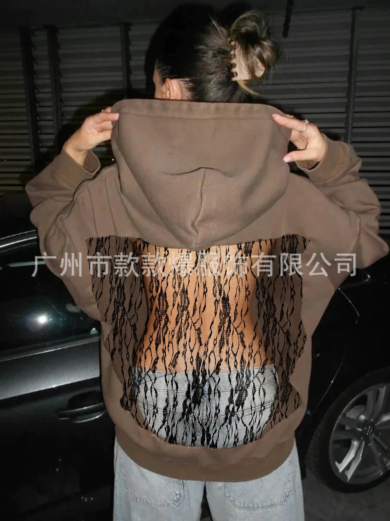 Streetwear Trendy Hoodie Women Fashion Solid Color See Through Backless Hooded Pullover Sweatshirt Female High Street 2025 New