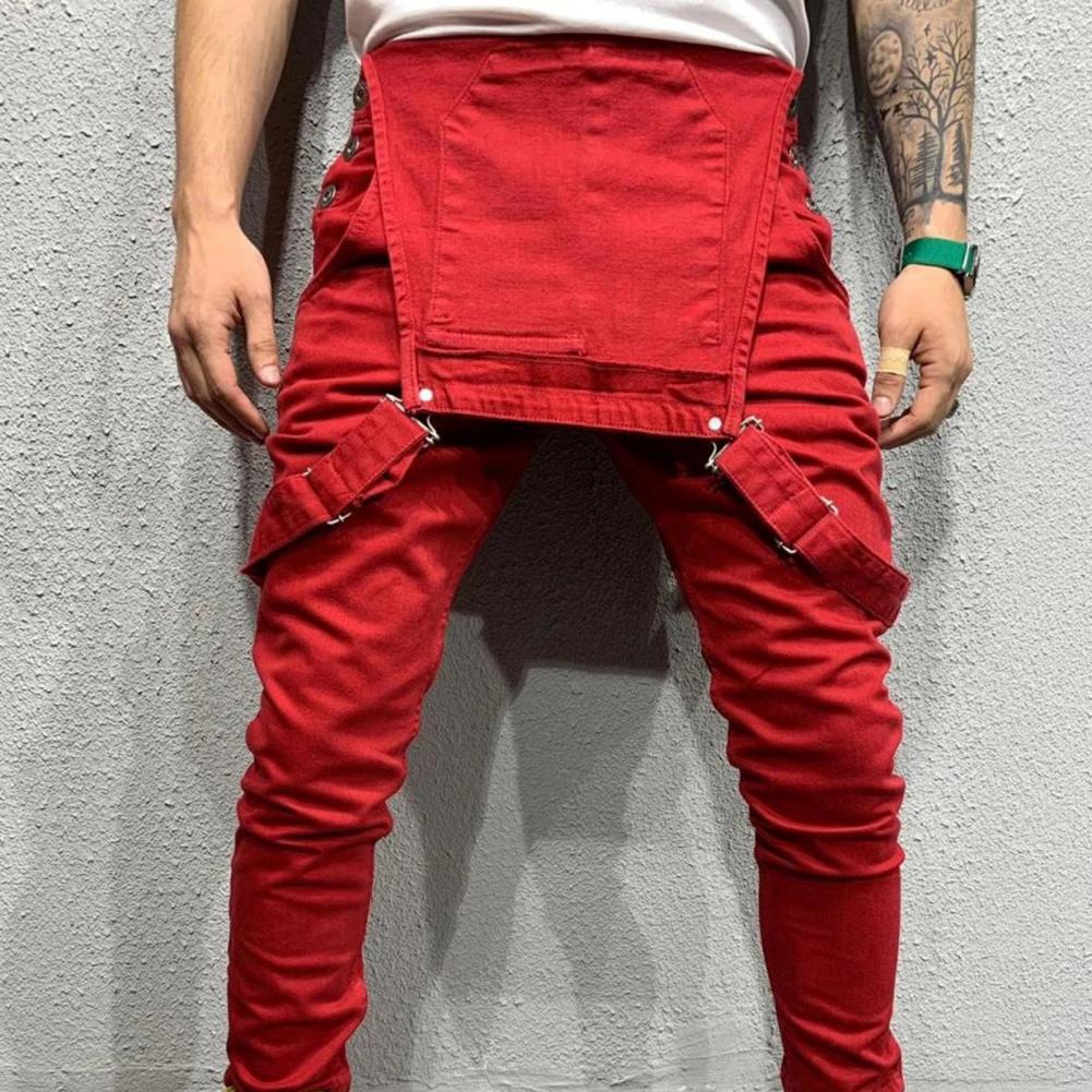 Streetwear  Casual Full Length Mid Rise Cargo Jumpsuit Men Men Overalls Mid Rise   for Daily Wear