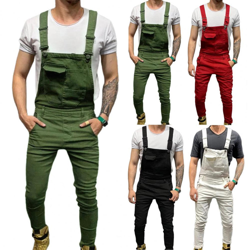 Streetwear  Casual Full Length Mid Rise Cargo Jumpsuit Men Men Overalls Mid Rise   for Daily Wear