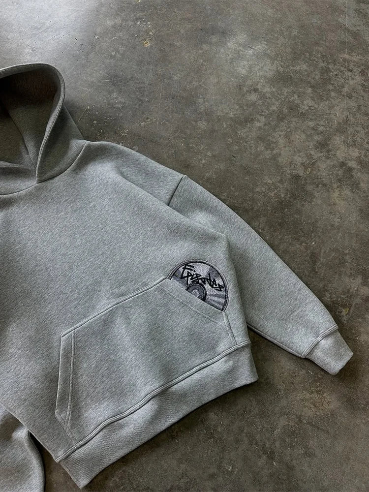 2026 Trendy High Street Retro Casual Streetwear Men's Sports Suit Y2K Harajuku Embroidered Hoodie men Hip-hop Loose Sweatpants