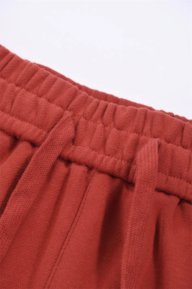 Streetwear Women Cotton Straight Pants High Waist Drawstring Sweatpants Loose Casual Trousers Female Autumn Winter Sport Pants