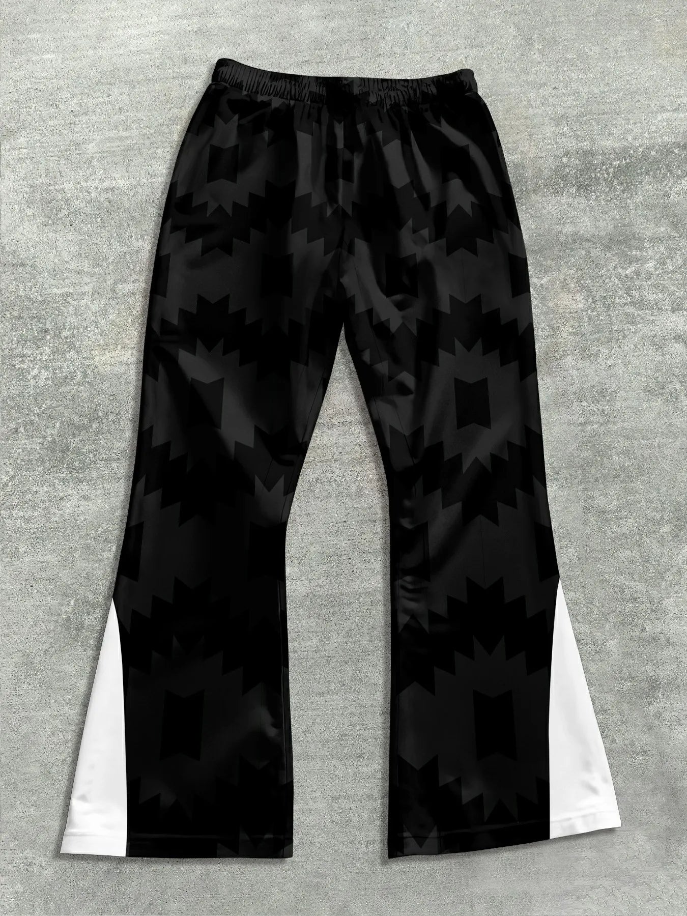 Men’s Black & White Cross Print Flared Sweatpants