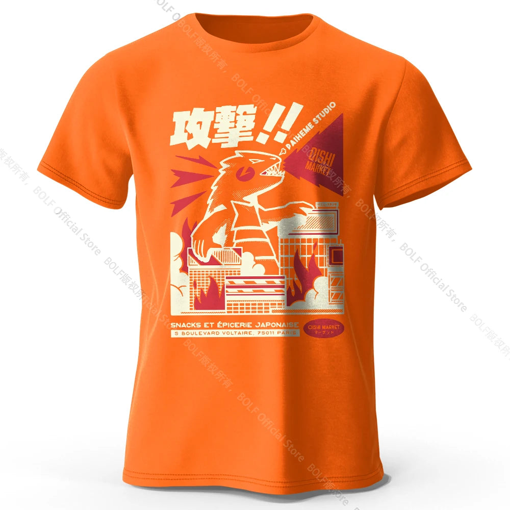 Urban Anime Dinosaur Graphic T-shirt - Unique Japanese Cartoon Design for Men Women Trendy Streetwear