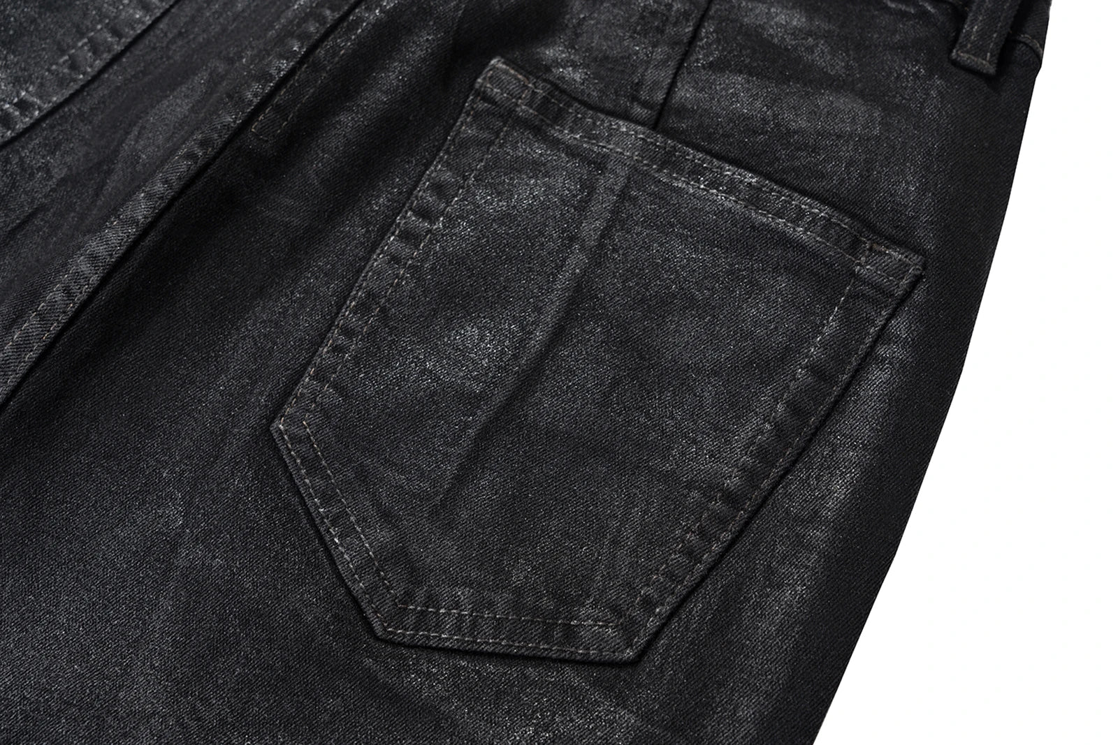 Streetwear Black Wax Leather Strecth Jeans for Men Ropa Hombre Baggy Y2k Flare Pants Oversized Straight Denim Trousers