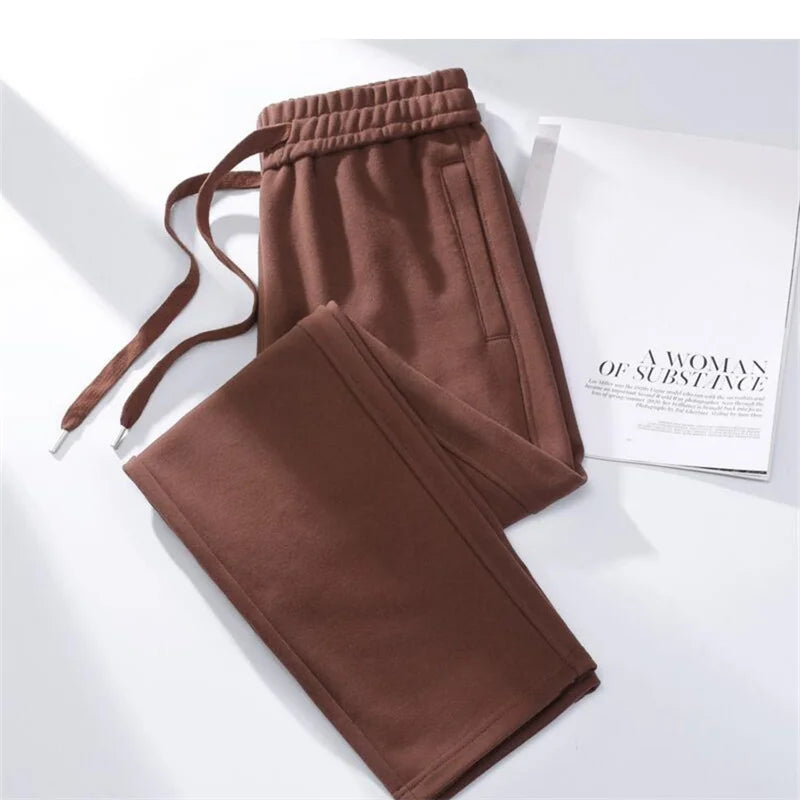 Streetwear Women Cotton Straight Pants High Waist Drawstring Sweatpants Loose Casual Trousers Female Autumn Winter Sport Pants