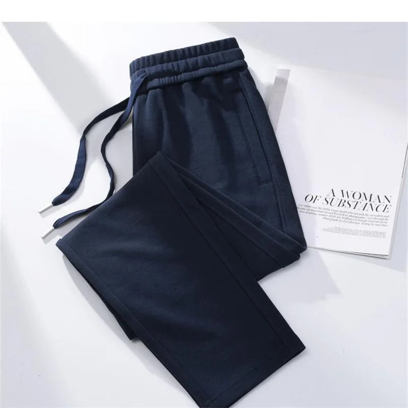 Streetwear Women Cotton Straight Pants High Waist Drawstring Sweatpants Loose Casual Trousers Female Autumn Winter Sport Pants