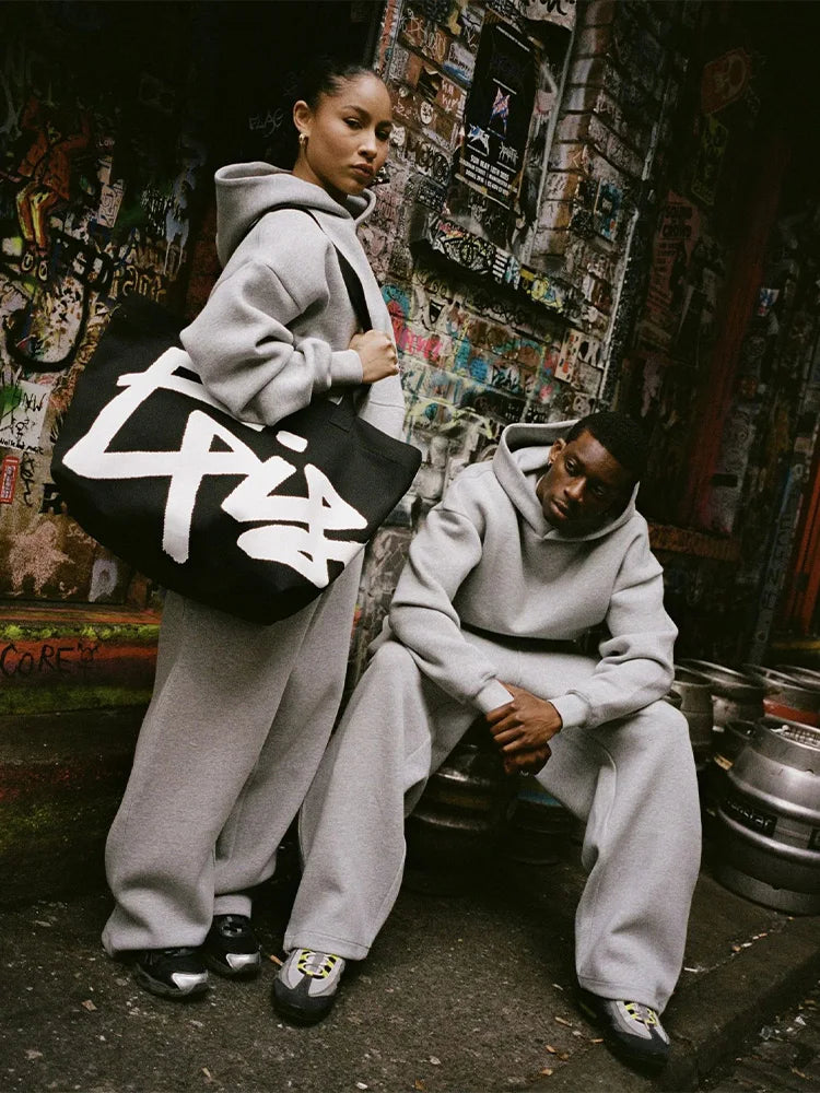 2026 Trendy High Street Retro Casual Streetwear Men's Sports Suit Y2K Harajuku Embroidered Hoodie men Hip-hop Loose Sweatpants