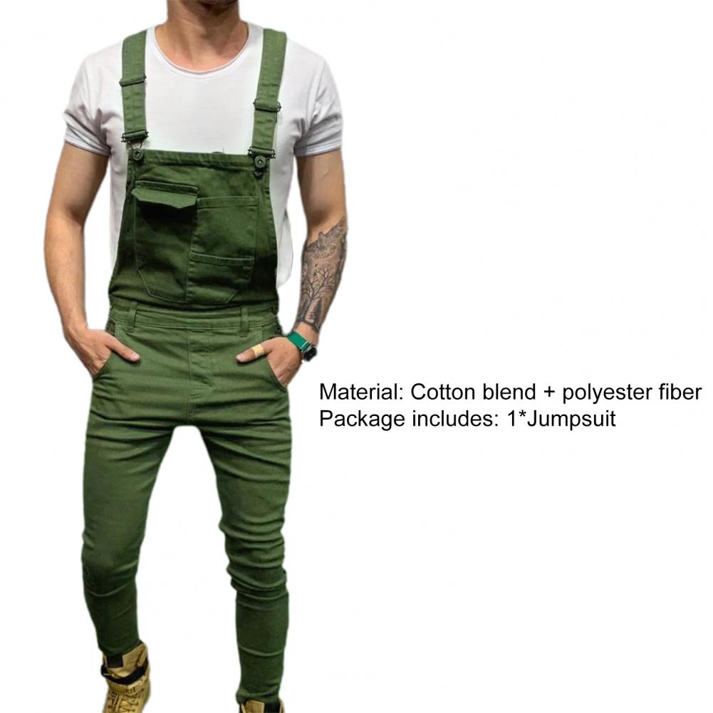 Streetwear  Casual Full Length Mid Rise Cargo Jumpsuit Men Men Overalls Mid Rise   for Daily Wear