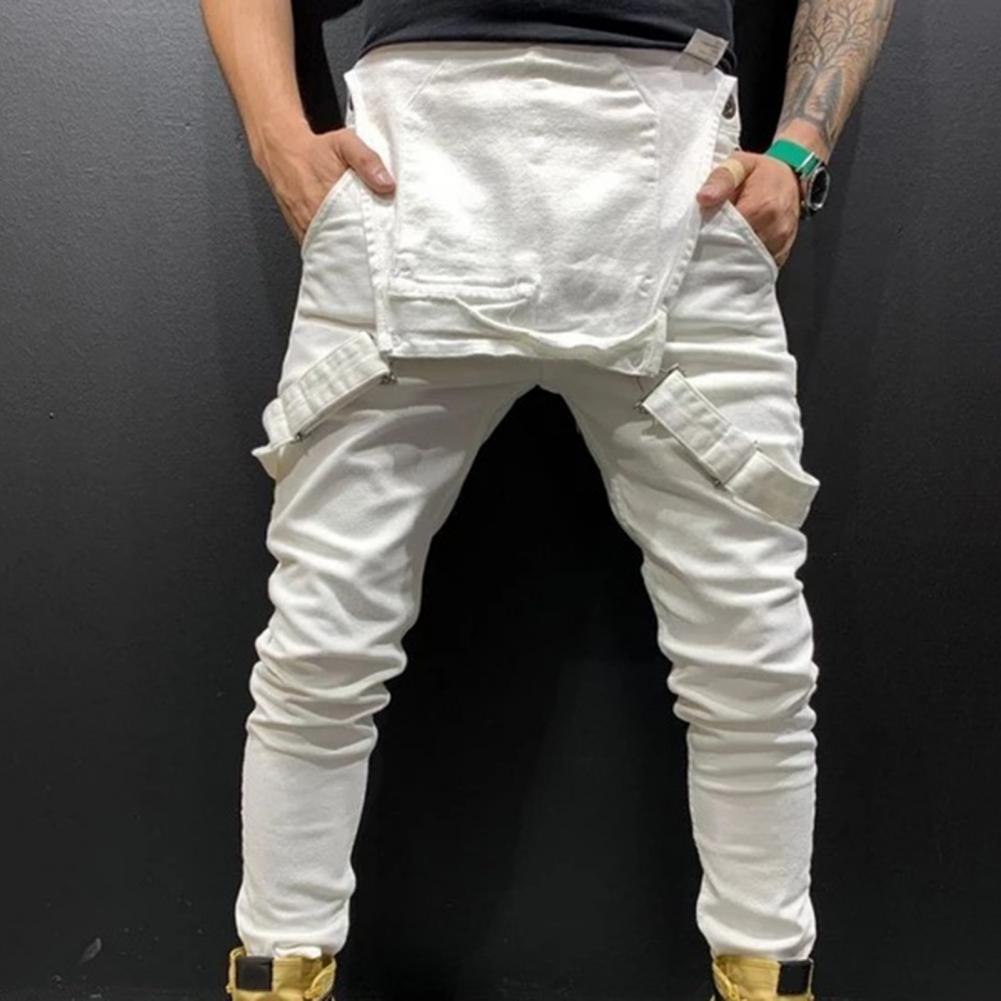 Streetwear  Casual Full Length Mid Rise Cargo Jumpsuit Men Men Overalls Mid Rise   for Daily Wear