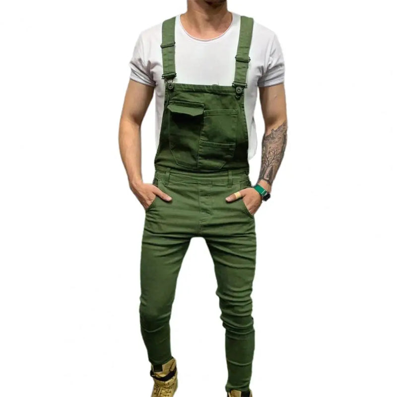 Streetwear  Casual Full Length Mid Rise Cargo Jumpsuit Men Men Overalls Mid Rise   for Daily Wear