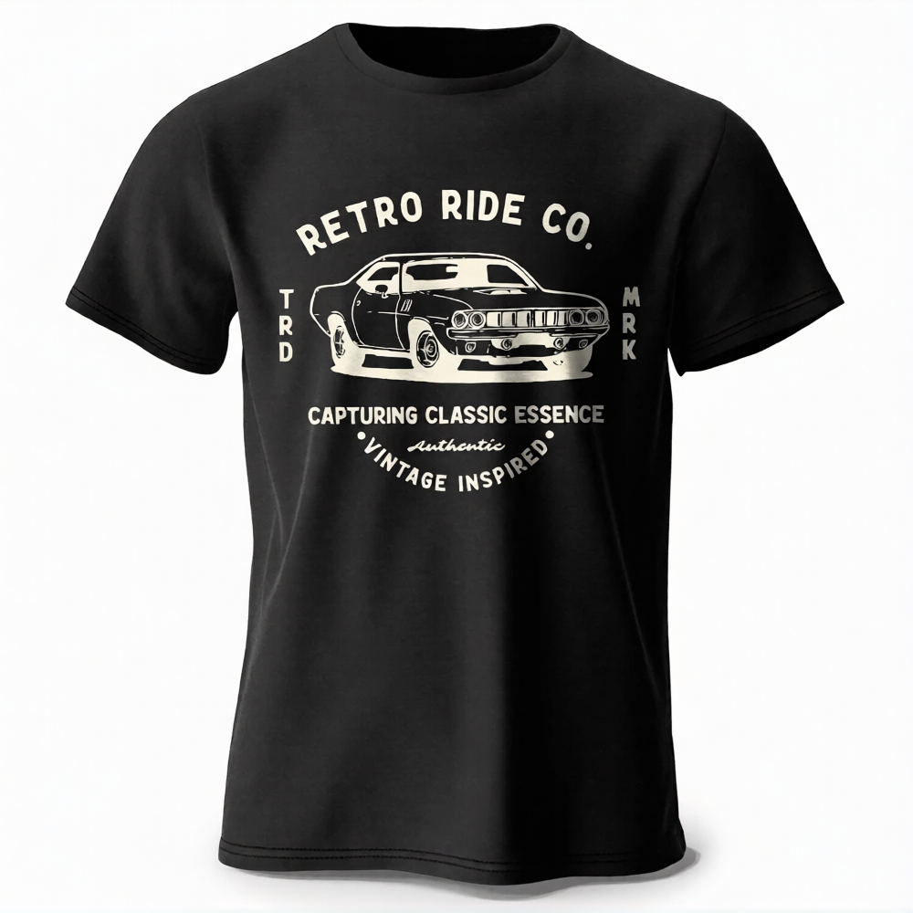Men’s Vintage Car Graphic Cotton T-Shirt