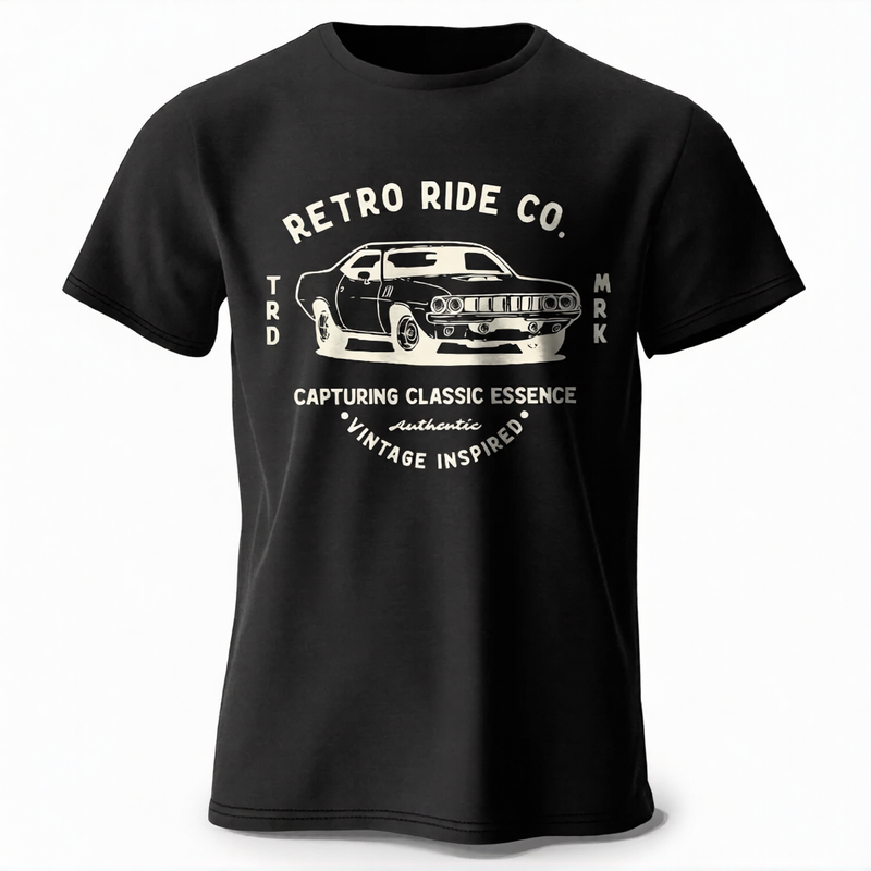 Men’s Vintage Car Graphic Cotton T-Shirt