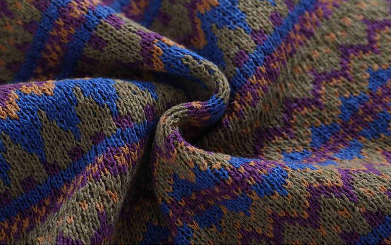 Mens Fashion Mixed Wool Jacquard Sweater