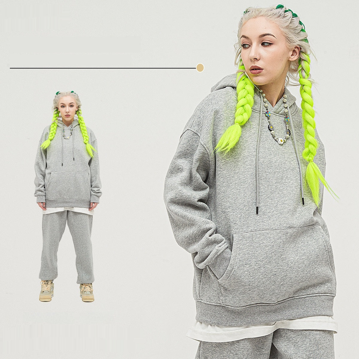 Mens Fashion Casual Fleece Lined Hooded Sweatshirt