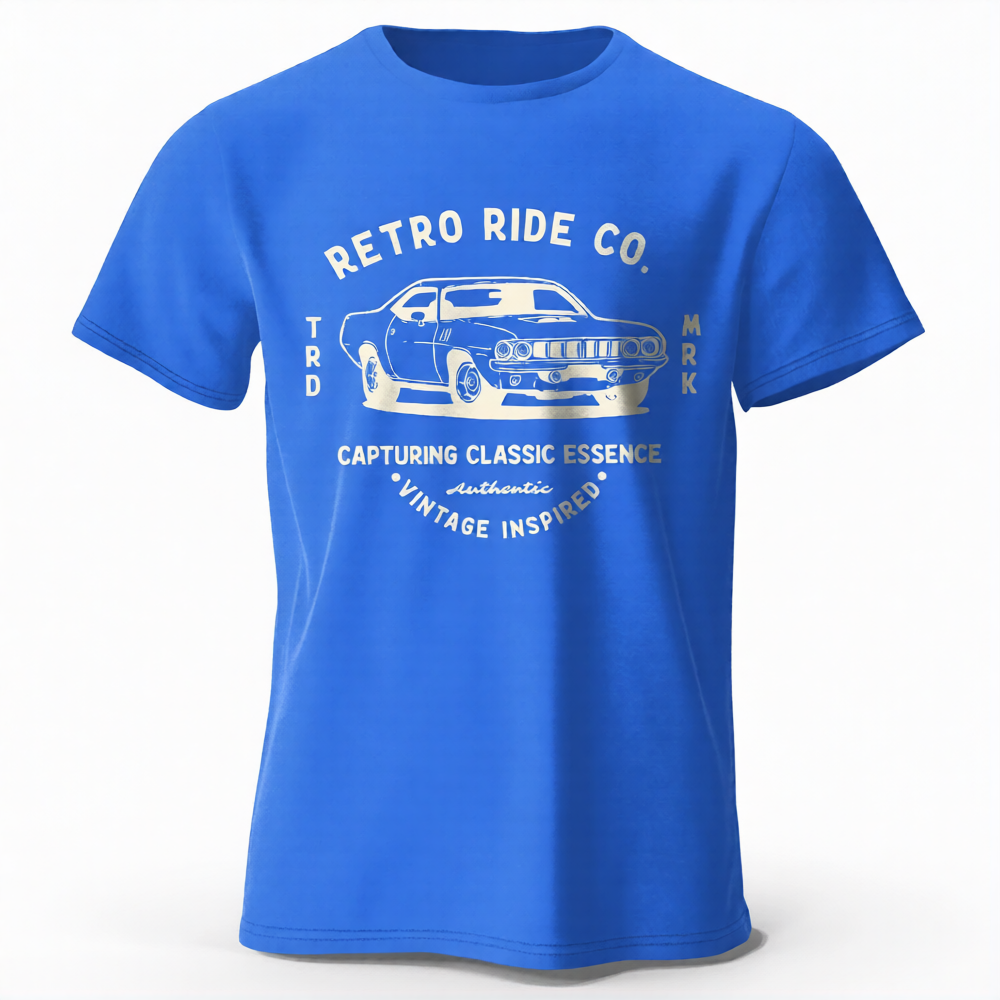 Men’s Vintage Car Graphic Cotton T-Shirt
