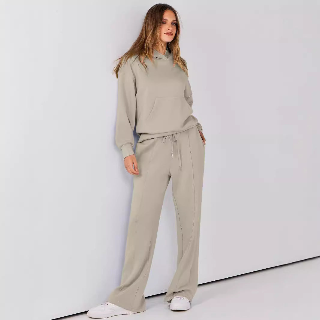 Womens Long Sleeve Drawstring Pocket Suit