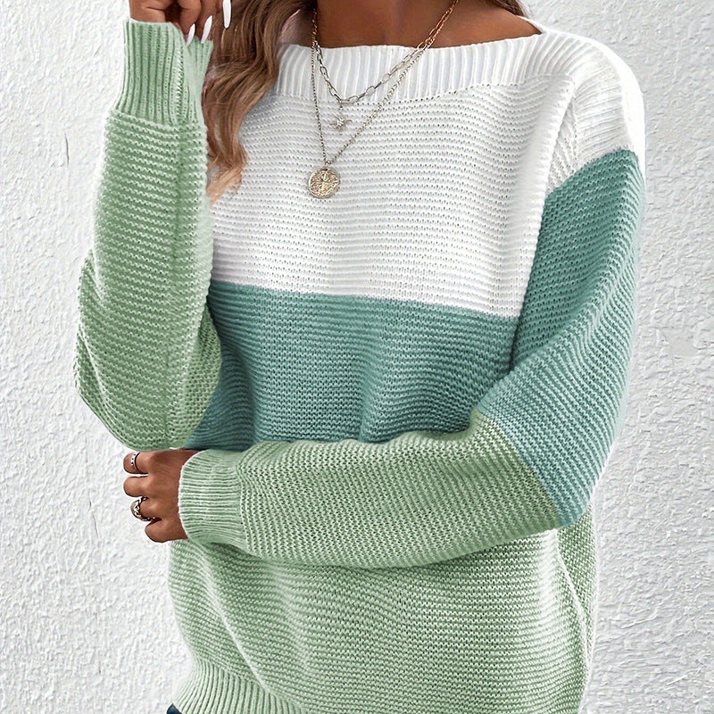Autumn And Winter Knitted Sweater Women's Round Neck Long Sleeve Pullover Top