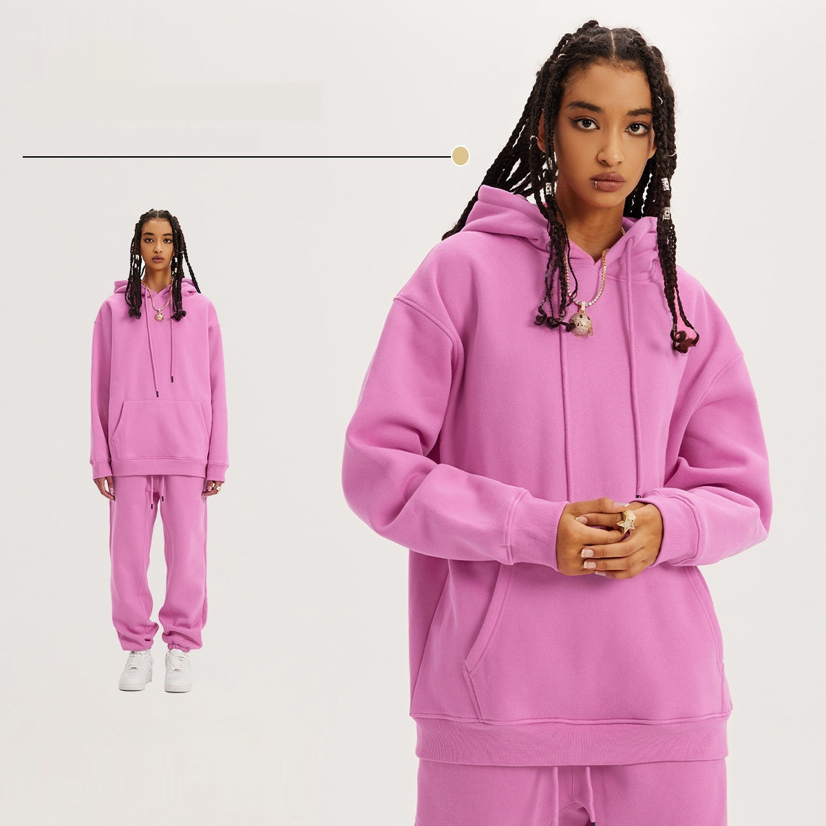 Mens Fashion Casual Fleece Lined Hooded Sweatshirt